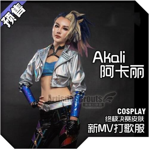 Game LOL K/DA KDA Akali All Out Idol SJ Team Suit Cosplay Costume Halloween Party Outfit For Girls Women New 2020