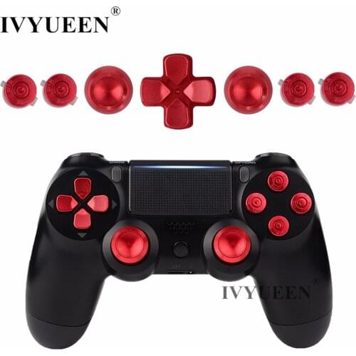 IVYUEEN For Dualshock 4 PS4 Pro Slim Controller Red Metal Analog Sticks Aluminum Dpad Action Buttons For Playstation 4 Gamepad