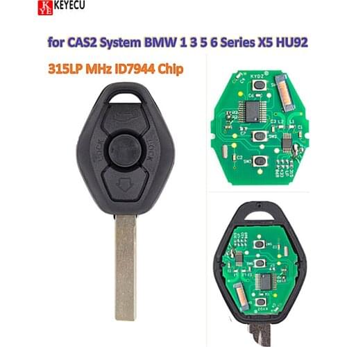 KEYECU New Uncut Remote Key Fob 315LP MHz ID7944 Chip for CAS2 System BMW 1 3 5 6 Series X5 HU92 Blade