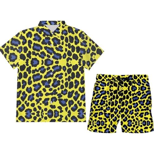 IFPD Cosplay Mens Suits Casual 2 Piece Set Animal 3D Print Leopard Print Harajuku Shirt And Shorts Oversize Sportwear Wholesale