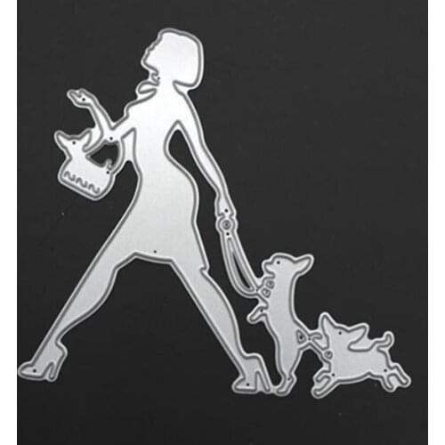YINISE 465 Women Dogs Metal Cutting Dies For Scrapbooking Stencils DIY Album Cards Decoration Embossing Folder Die CUTS Cutter