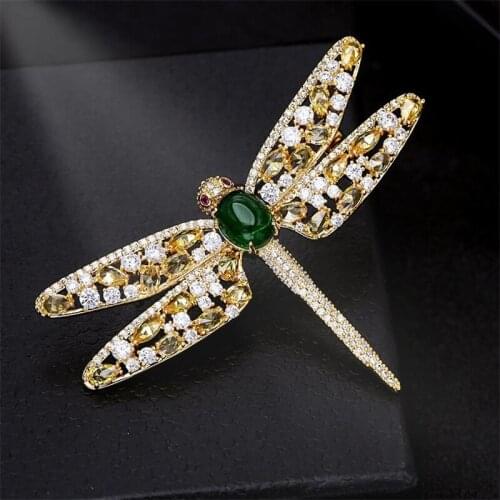 Fashion Crystal Dragonfly Brooches For Women Colorful Zircon Brooch Pin Costume Suit Scarf Decoration New Insect Animal Jewelry