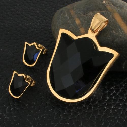 Fashion Style Stainless Steel Jewelry Sets For Women And Girl Gold Color Pendants And Earrings SFFZADBF