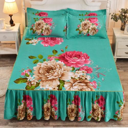 New Printed Bed Skirt Non-slip Cover Bed Mattress Cover Sheet Home Bedding ( Not Including Pillowcase ) Bedspread