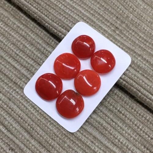 Wholesale Natural Akha Coral Ring Face Loose Jewelry Matching DIY Material Customized Fashion Spherical Crimson
