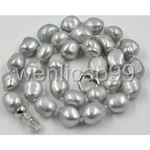 Natural 18" 11-12 MM SOUTH SEA NATURAL White PEARL NECKLACE 14K GOLD CLASP