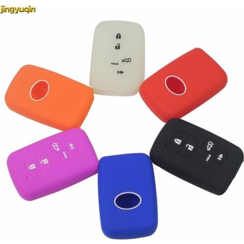 Jingyuqin for Toyota Highlander Prius V Venza Land Cruiser Camry 4 Buttons Smart Key Silicone Car Key Cover Case