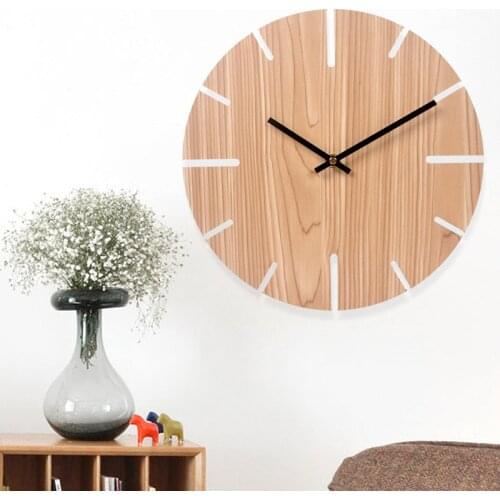 Nordic Retro Wooden Wall Clock Corridor Living Room Decoration Solid Wood Quiet Clocks Hanging Wall Watch Cafe Store Home Decor
