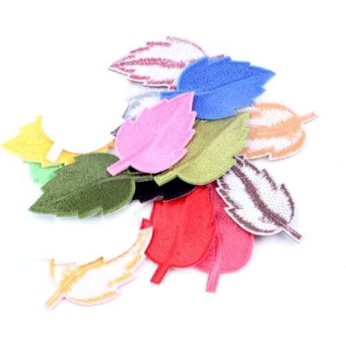Mix Multicolor Leaves Embroidery Fabric Appliqued Sewing Patches Garment Accessory Decoration Badge Stickers 52mmx30mm 10pcs