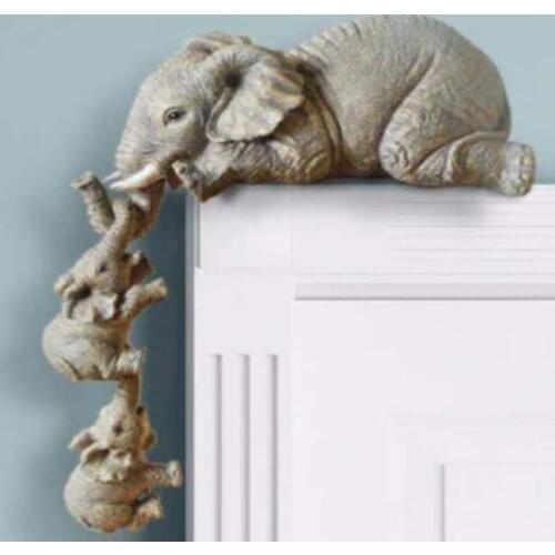 Elephant Resin Decoration Sweet Small Figurine Home Animal Ornament Desktop Decor Handmade Crafts Sculpture For Home Dropship