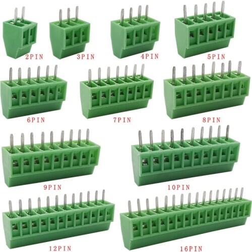 10Pcs Pitch 2.54mm PCB Screw Terminal Blocks KF128-2.54 150V 6A 2P/3P/4P/5P/6P/7P/8P/9P/10P/12P/16Pin Mini Splice Terminals