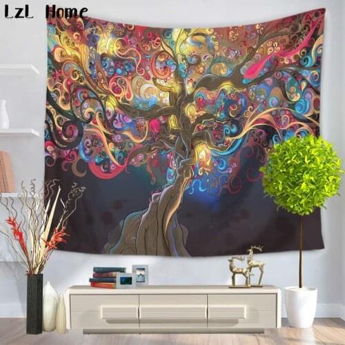 LzL Home Animal Tree Of Life Tapestry Psychedelic Magical Mysterious Tree Wall Hanging Tapestry Bedroom Livingroom Dorm Wall Art
