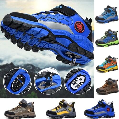 Winter Kids Hiking Shoes Super Warm Plus Cotton Boy Sneakers Non-slip Leather Waterproof Boots Teenager Trekking Climbing Shoes