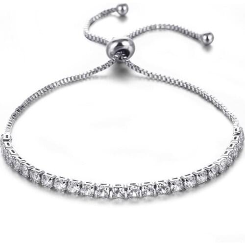 ZSLBS New Fashion Bracelet Bangle For Women Cubic Zirconia Crystal Silver Charm Bracelets Adjustable Jewelry Gift Pulseras Mujer