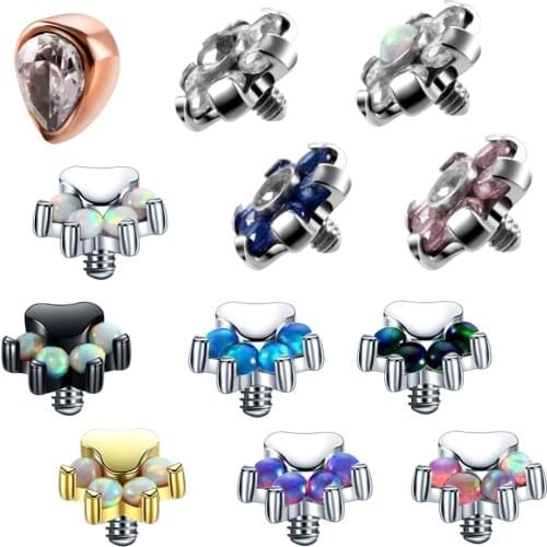 1PC Steel Micro Dermal Anchor Top Skin Diver Steel Gem Tops Dermal Piercings Hide in Skin Opal Tops Lip Piercings Body Jewelry
