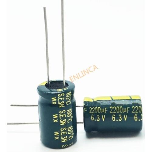 10pcs/lot 6.3v 2200uf 10*16mm high-frequency low-impedance aluminum electrolytic capacitor 2200uf 6.3v2200uf 20