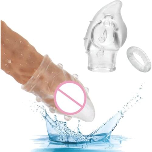 2 Piece/set Penis Ring Penis Extender Sleeve Set Penis Extension Sleeve G Point Stimulate Foreskin Correction
