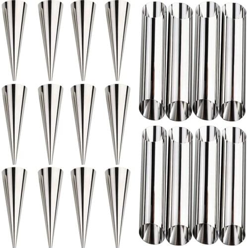 20 Pcs Cream Horn Molds Stainless Steel Cone Tubular Shaped Mold for Cannoli Tubes Croissant (Cream Cone)