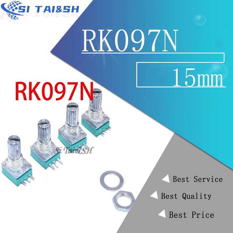 5pcs RK097N 5K 10K 20K 50K 100K 500K B5K with a switch audio 3pin shaft 15mm amplifier sealing potentiometer