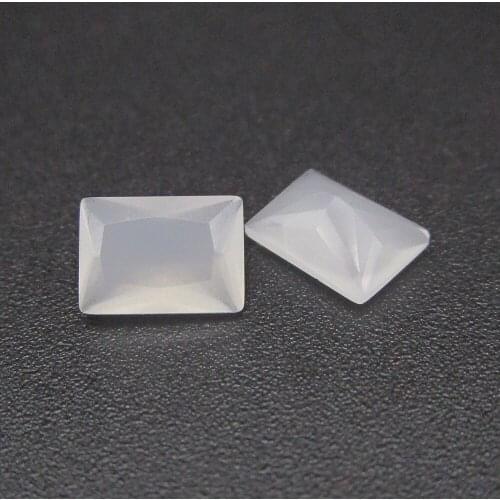 50pcs/Lot Factory Price Milky White Rectangle Shaped Glass Gems Stones For Earrings Necklace Rings Making