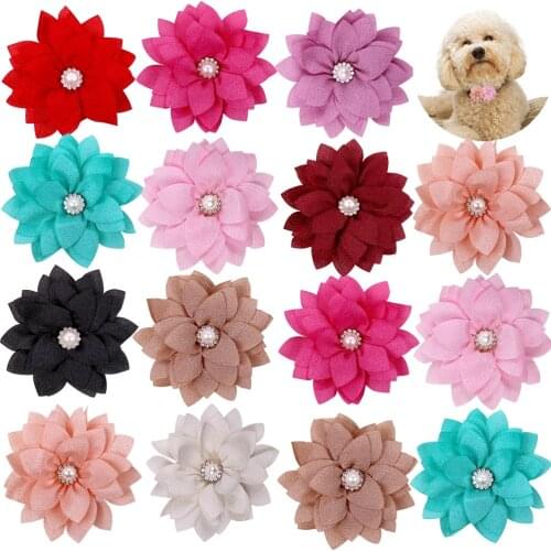 50pcs Slidable Flower-Collar Spring Dog Accessories Pet Dog Bow Tie Collar Small Dog Collar Charms Pet Supplies For Small Dogs