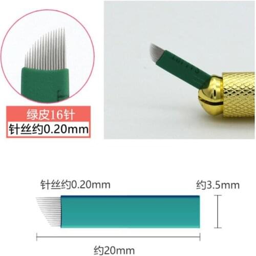Hot sale disposable green tattoo microblading eyebrow pen blade needles permanent makeup manual tattoo pen micro blades 500pcs