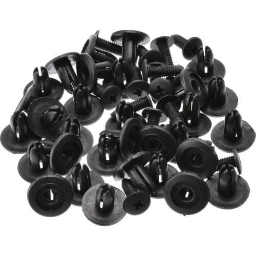 100pcs/kit Car Boot Buckle Fender Clips 6mm Universal Screw Buckle Expansion Bumper Clip Black Plastic Rivets Fastener Accessori