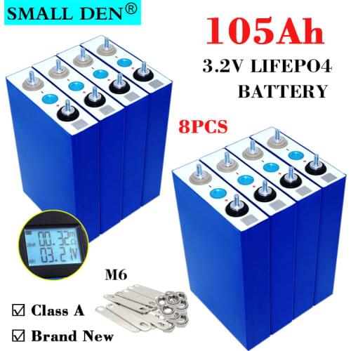 8PCS 3.2v 105ah lifepo4 battery pack DIY 12v 24v Lithium iron phospha for Solar storage Golf cart Inverter Electric Car battery