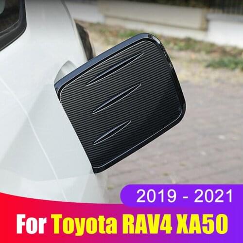 ABS Carbon Fiber Exterior Car Oil Fuel Tank Gas Cap Cover Trim Sticker For Toyota RAV4 2019 2020 2021 RAV 4 XA50 Car Accessories