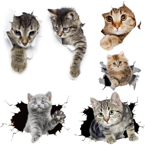 Car Styling Funny Reflect Car Sticker Body Dog And Cat Puppy Scratch Paint Subsidies Cartoon Simulation Door Body Decal