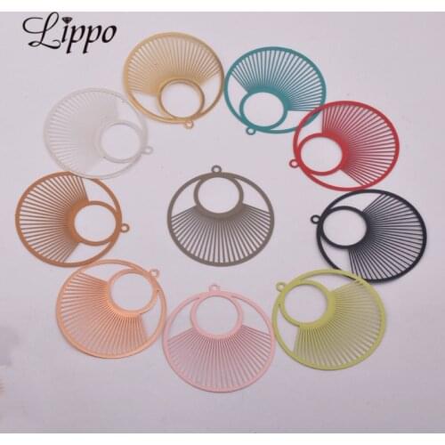 30pcs AB5957 40*43mm Big Round Stamp Charm Brass Filigree Watermark Pendant Jewelry Earring Accessories