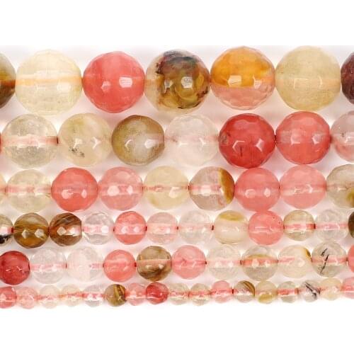 Natural Stone Tangent Mixed Watermelon Tourmaline Round Loose Beads For Jewelry Making Needlework Bracelet Diy Strand 4-12 MM