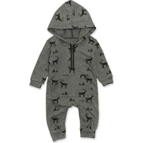Baby One-Piece Newborn Clothes Boy Hooded Baby Boys Zip up Animal Printed Romper Kid Jumpsuit Kids Outfits