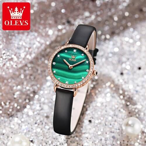 OLEVS Brand Womens Watch Leather Rose Gold Dress Female Clock Luxury Brand Design Women Watches Simple Fashion Ladies Watch
