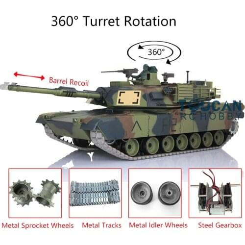 Heng Long 1/16 TK7.0 Upgrade M1A2 Abrams RC Tank 3918 360° Turret Barrel Recoil TH17797