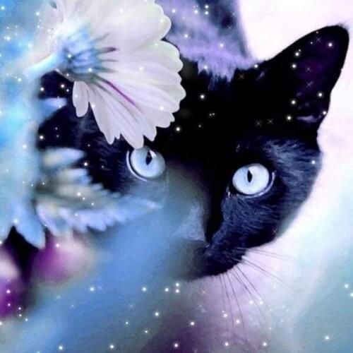 HJMGL 5D DIY Full Diamond Painting Purple Rose Rhinestones Embroidery Flower Cat Animal Diamond Mosaic Art Gift Home Decor