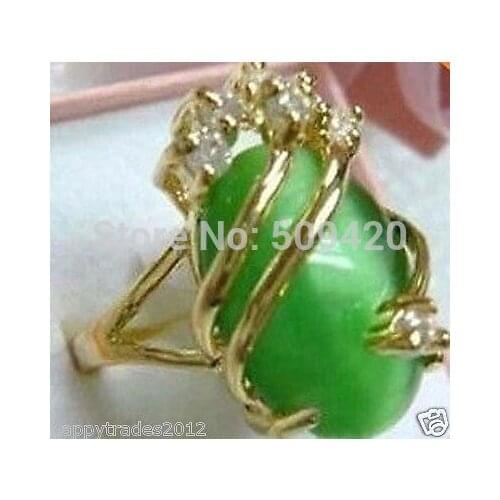 Exquisite womens green opal stone Jewelry ring size 7# 8# 9