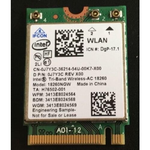 Wireless Adapter Card for Intel Tri-band Wireless AC 18260NGW Bt4.1 Wireless AC Wifi Card 867M dell 0j7y3c