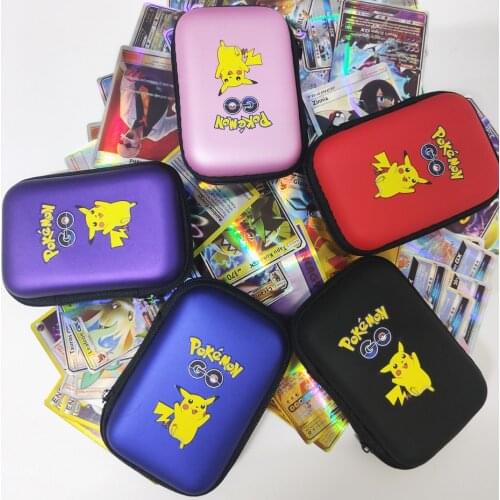 Pokemon Pikachu French Game Cards 50 Capacity Cards Holder Album Hard Case Card Holder Book Holder Earphone Storage Box