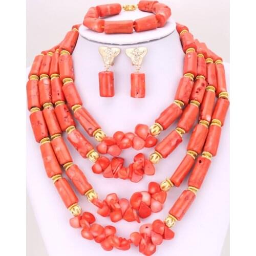 4ujewelry Original Nigerian Coral Beads Edo Traditional Wedding Beads Bridal Bead Sets African Jewellery Set Dubai