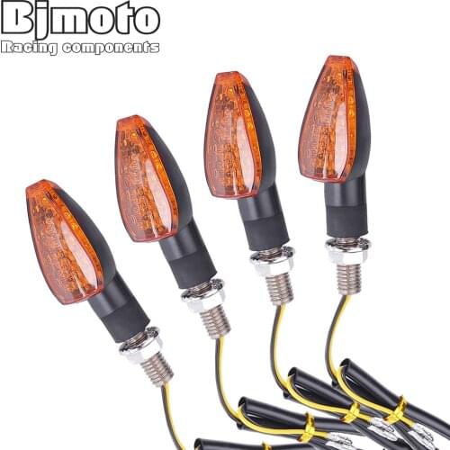 BJMOTO 4PCS Short Amber Motorcycle LED Turn Signal Indicators 12V 2W Blinker Flashers Light Lamp Universal For BMW Honda