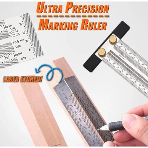 40# High Precision Scale Ruler Ultra Precision T-type Hole Ruler Precision Measurement Woodworking Marking Ruler Measuring Tools