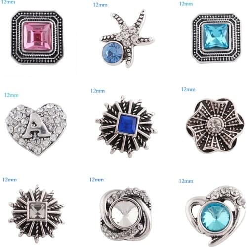 Love 12mm Rhinestone Charms Metal snap button DIY jewelry KS2019