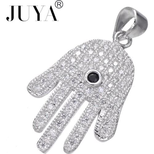 Statement Jewelry Charmes Gold Rose Gold Luxury Zircon Fatima Hand Pendant Charms For Women Jewellery Making Accessories