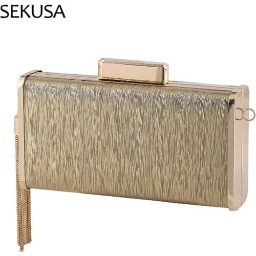 Tassel Golden Fashion Day Clutch For Female New Design Party Evening Bags Leather Ladied Dress Evening Bags