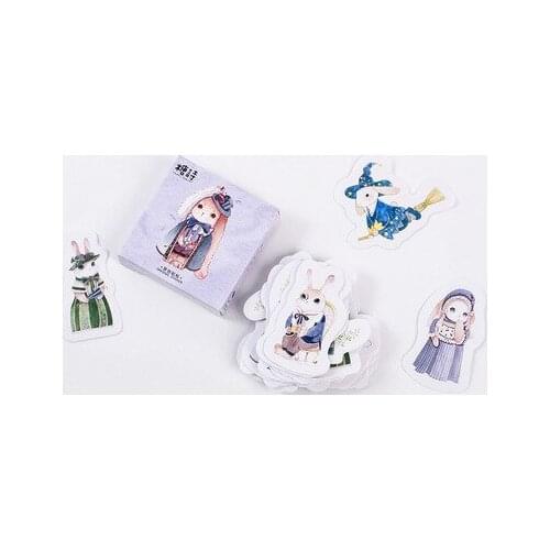 45PCS/box Magic Alice Journal Scrapbook Gift Packing Decoration Lable Sealing Paper Stickers DIY Crafts