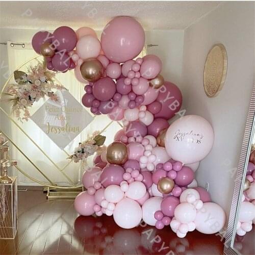 132Pcs Retro Powder Wedding Latex Balloon Set DIY Pink Balloon Arch Garland Kit Birthday Party Decoration Background Globos