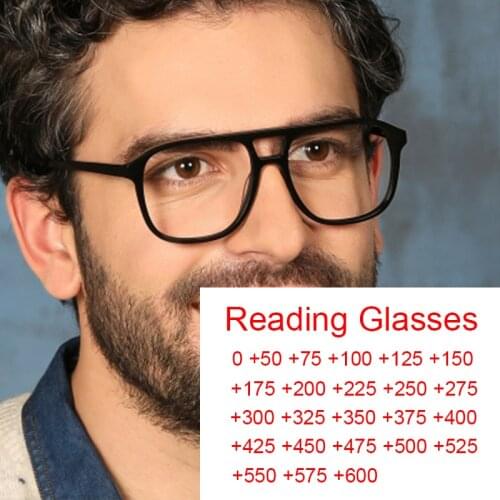 Korean Vintage Double Beam Reading Glasses Anti Blue Light Rays Transparent Optical Lens For Men Computer Magnifying Glasses
