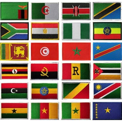 XICC African Embroidery Velcro Patches South Africa Egypt Zambia Algeria Ghana Morocco Nigeria Tunisia Customized Stickers Patch