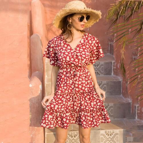 2021 Summer Floral Oversized Dress Women Leopard Midi Chiffon Dress Ladies V-neck Sundress Large Size Boho Flower Robe Femme